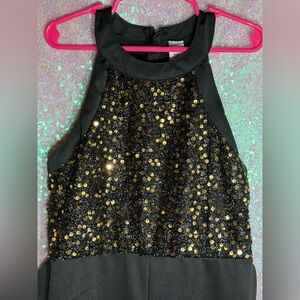 Black Sleeveless sequin Jumpsuit girls size 10